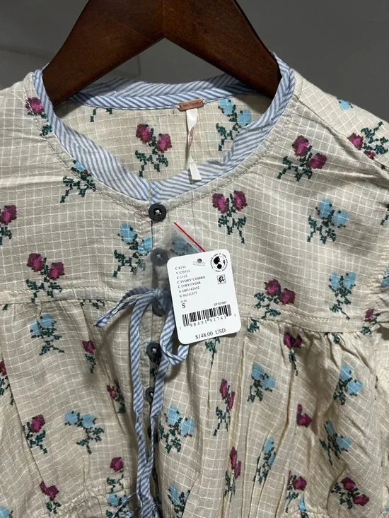 Free people, cream, floral, print, tunic dress small - Picture 10 of 13